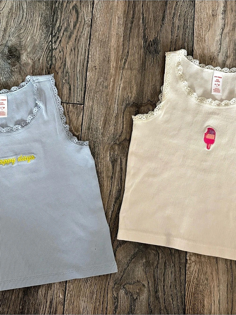 Joe Fresh Kids Tank Top Set Gray & Cream Size Small Like New Set of 2